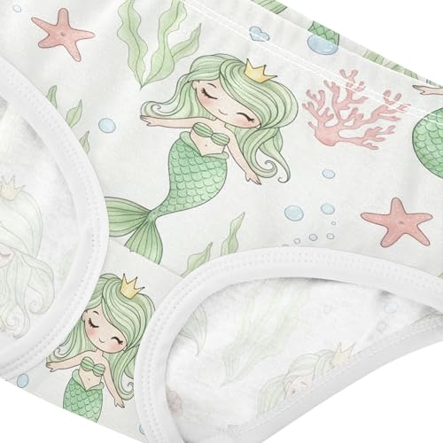 Toddlers Underwear Floral Cotton Girl Panties Cute Briefs Kids Undies Cute Cartoon Mermaids Colorful Hair Size 84