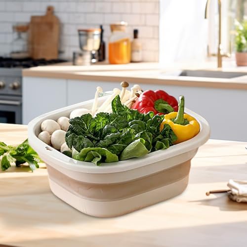 Colander For Kitchen - Double Layer Drain Basket Fruit Bowl | Food Prep Containers Pasta Drainer | Folding Colander Bowl Strainers For Kitchen Spaghetti, Vegetable, Fruit - immagine 5