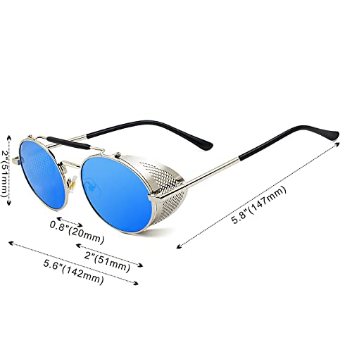 Image of RONSOU Steampunk Style Round Vintage Polarized Sunglasses Retro Eyewear UV400 Protection Matel Frame