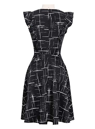 Image of YATHON Women's Vintage Ruffle Sleeve Floral A Line Cocktail Party Dresses
