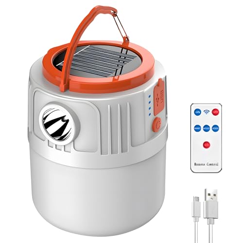 1200-3600mAH Lantern LED Solar Lamp, 5 Modes Rechargeable Tent Camping Light, Remote Control Waterproof Outdoor Portable Lantern Torch for Hiking, Camping, Home, Patio, Yard, Gazebo, Shed, Garage