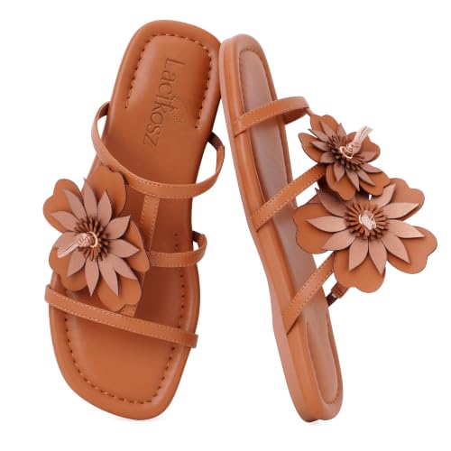 Image of LACIKOSZ Flower Flat Sandals for Women Calla Lily Sandals