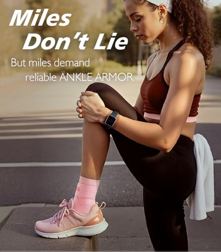 Image of Flat Knitting Ankle Brace for Women&Men, 7-Zone Dynamic Compression Sleeve w /Flex Strap,Foot Support for Sports, Sprained Ankle, Achilles Tendonitis, Plantar Fasciitis Relief(Pack of1) L,Pink
