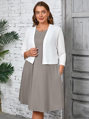 Image of AusLook Plus Size Midi Dress for Women Sleeveless Casual Summer Tank Dress with Pockets A-Line Loose Swing Dress 1-5X