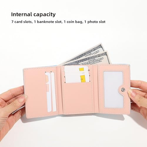 Women Embroidered Dachshund Short Wallet, PU Leather Lovely Cartoon Change Purse, Multi-Card Slots & Coin Pocket for Holder (Pink)3