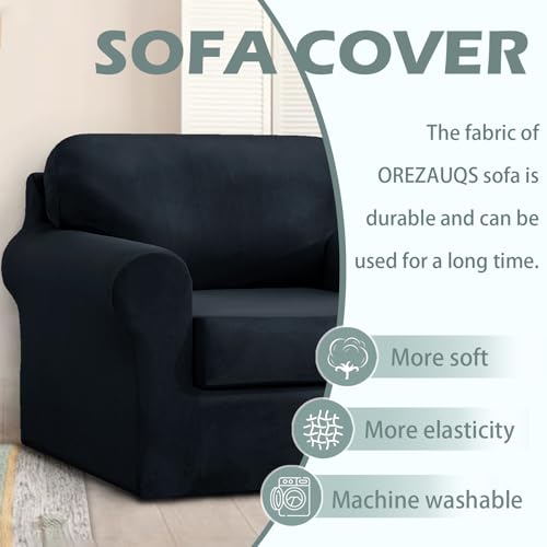Housse canapé 3 places velours extensible de qualité supérieure