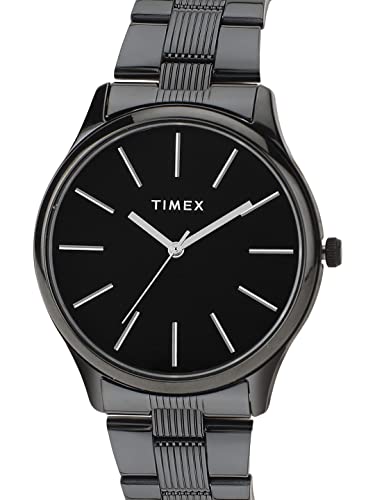 Image of TIMEX Analog Watch for Man with Black Round Dial & Black Stainless Steel Bracelet Band Water Resistant Men's Wrist Watches - TWTG73SMU05