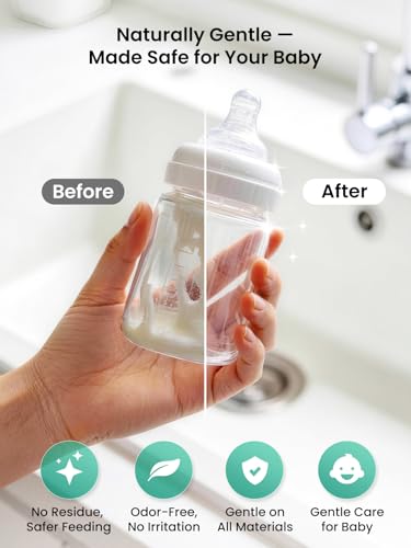 Image of GROWNSY Bottle Washer Detergent Tablets, Plant-Based Enzyme Formula, Removes Milk Residue & Odor, Safe for Baby Bottles & Pump Parts, Compatible with All Bottle Washers, Unscented, 150 Count
