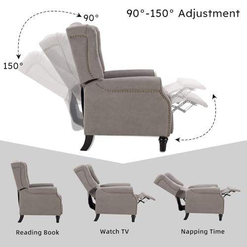 Sillón push back reclinable gris con decoración de remaches miniatura 3