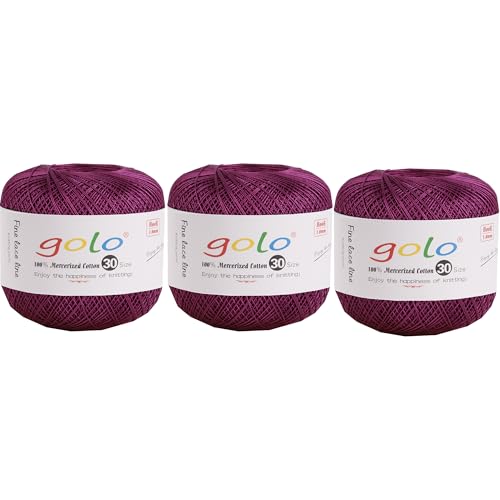 Image of golo 3 Skeins Crochet Thread Size 30 Embroidery Thread Yarn for Hand Kniting Yarn for Tatting 191