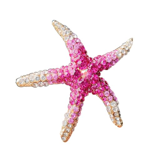 Image of WCRAZYE Rhinestone Starfish Brooch Pin for Women Men Gold Plated Elegant Crystal Shell Star Shaped Ocean Sea Animal Brooches Lapel Pins Delicate Wedding Beach Party Dress Accessories