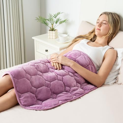 Image of Wemore Weighted Lap Blanket 7lbs for Adults, Small Weighted Blanket for Travel, Calming, Relaxing, Napping and Sleeping, All-Season Weighted Lap Pad, Machine Washable, Purple 24x29 inches