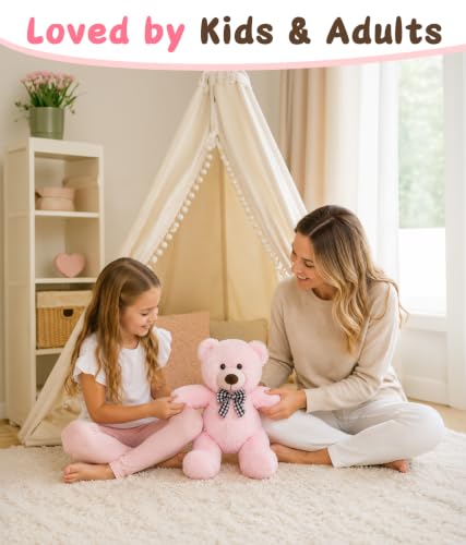 Image of MaoGoLan 15 Inches Small Teddy Bear, Pink Plush Gift for Kids and Adults