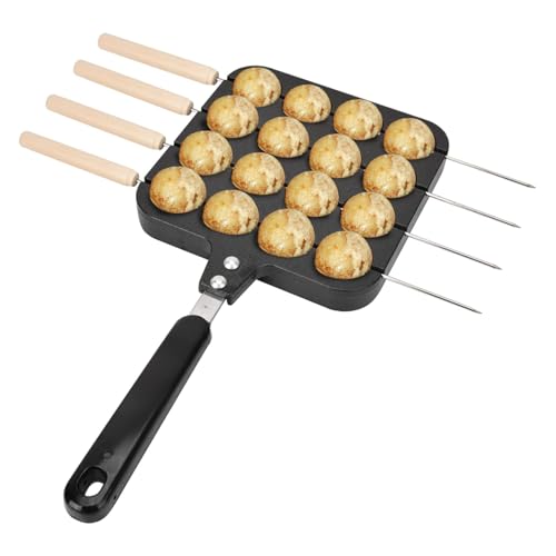 Takoyaki de hierro fundido, Ableskeever Pan de hierro fundido, Takoyaki Griddle Stuffed Pancake Maker para hacer Munk, Takoyaki Grill Pan Plate para auténticos panqueques rellenos daneses