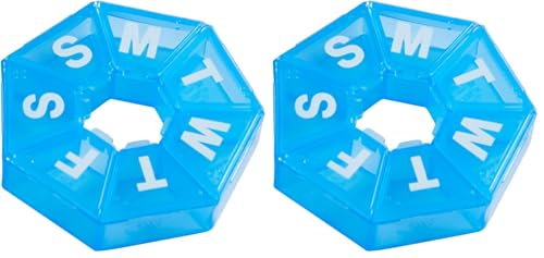 Image of EZY DOSE Weekly Pill Organizer and Planner, Travel Pill Planner, 7-Sided, Blue (67009BLAMT) (Pack of 2)