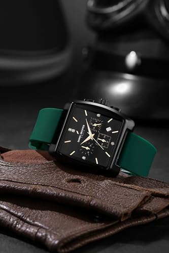 Image of Daniel Hechter Paris Alma Collection Watch for Men Premium Chronograph Watch Black Square Dial Silicone Strap, Multi-Function, Date Display Luxury