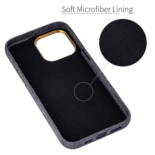 Image of Dockem Fabric Card Case for iPhone 15 Pro Max with Built-in Metal Plate for Magnetic Mounting, Stitched-on Genuine Leather Wallet with 2 Credit Card /ID Slots: M2F 15 Pro Max [Grey w /Light Brown]