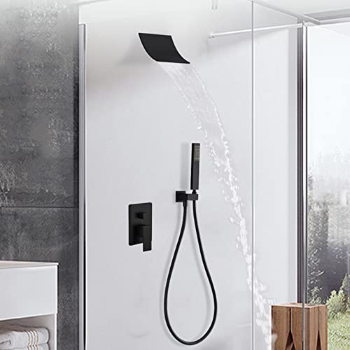 Système de douche cascade en laiton noir mat haut de gamme pour baignoire