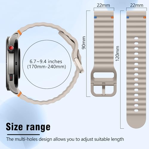 Image of 22mm Silicone Watch Band Compatible with Amazfit T-Rex 3 Pro 48mm /Balance 2 /Balance /Bip 6 /Bip 5 /GTR 4 /GTR 3 /GTR 2 /GTR 47mm, Wavy Replacement Strap for Amazfit Cheetah /Stratos 3 /2s