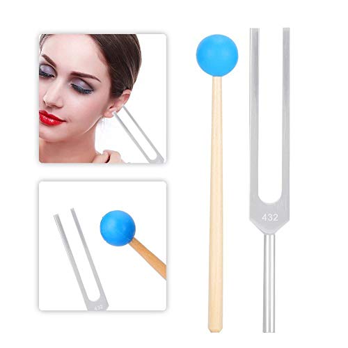 ZJchao 432HZ Aluminum Alloy Tuning Fork Accurate Frequency Response Wood Hammer Sound Healing Therapy Tool Set with a Soft Velvet Bag