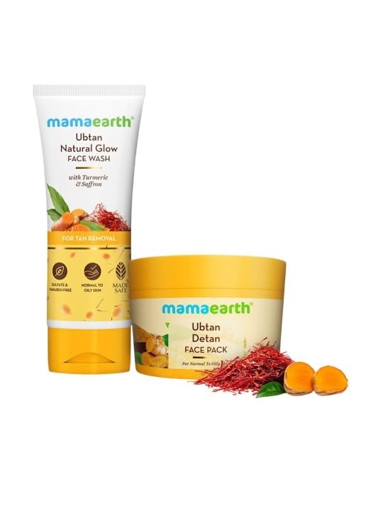 Mamaearth Set of 2 Ubtan Face Wash -100 ml & Detan Face Pack - 200 g : Amazon.in: Beauty