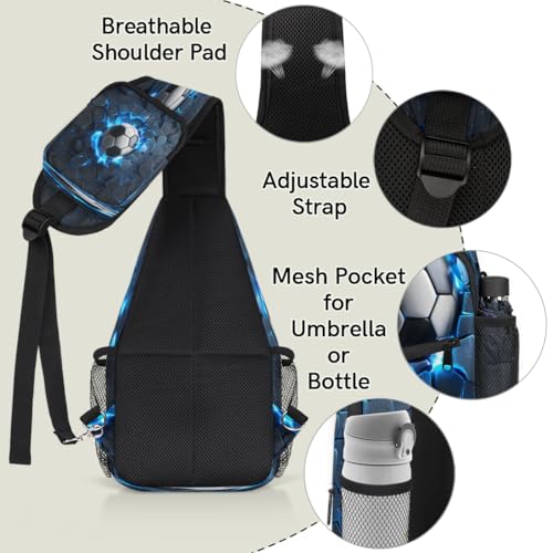 Sports Football Sling Bag Crossbody Sling Backpack Hiking Daypack for Men Women Chest Bag for Travel Running Sports Theme4