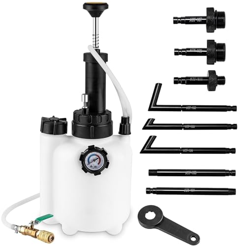 TINMAGI 3L Getriebeölfüllgerät, Getriebeölpumpe Öltransferpumpe Befüllsystem, Getriebeflüssigkeitspumpe, Flüssigkeitstransferpumpe Werkzeug mit 8 Adaptern