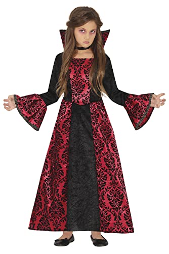 FIESTAS GUIRCA Disfraz de Vampiresa Glamurosa   Vestido Condesa Vampiro Rojo y Negro   Disfraz Niña Halloween 3 4 Años