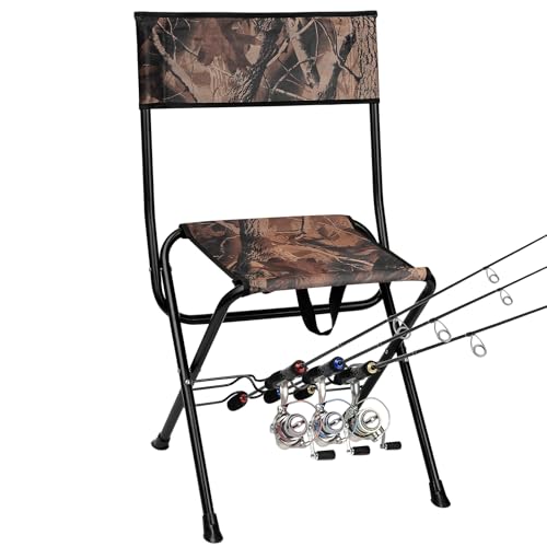 Padded Folding Fishing Chair with Rod Holder for Adults...