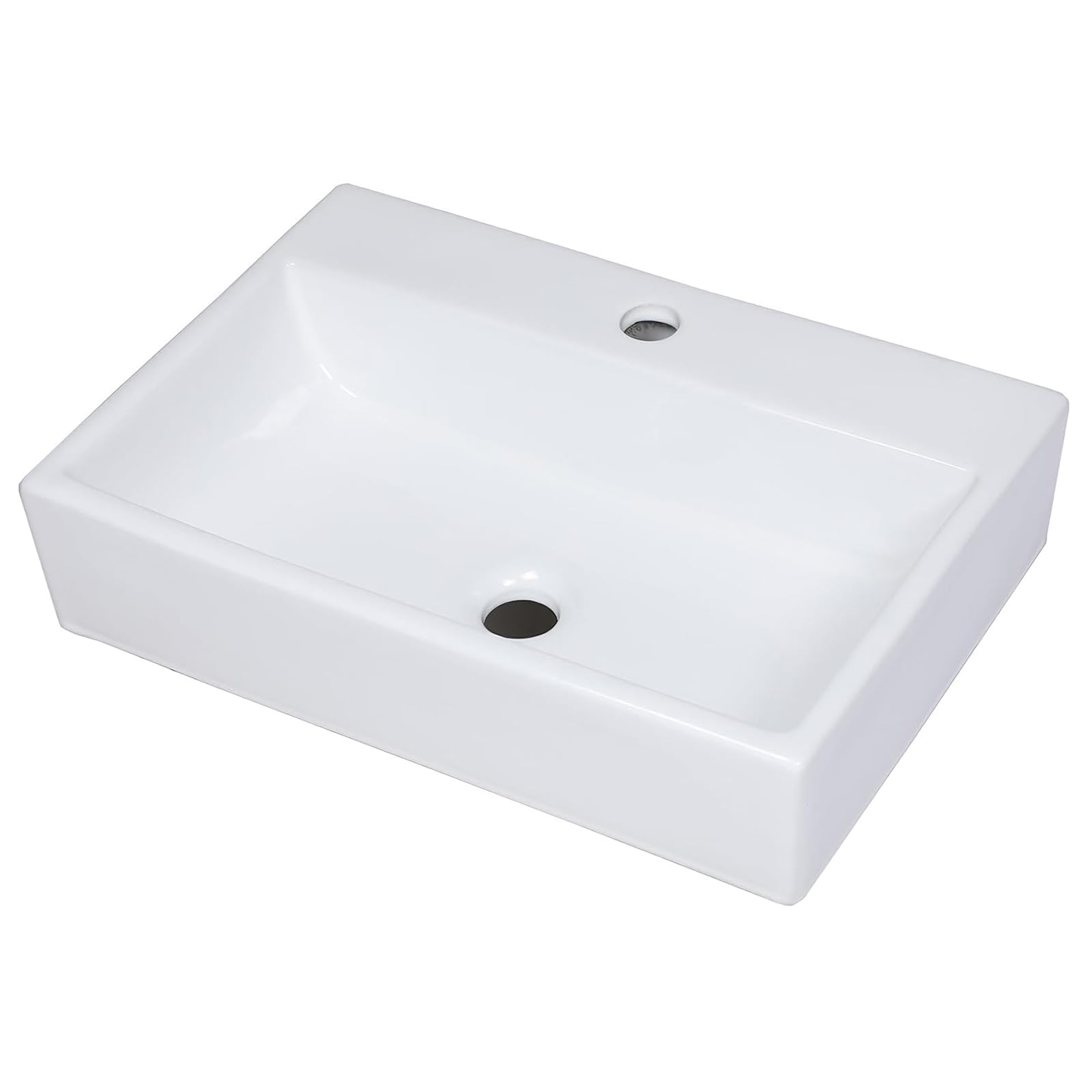 Logmey 20 Inch Wall Mount Bathroom Sink White Porcelain Ceramic