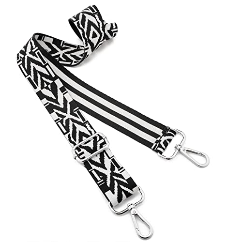 Image of Silvery Buckles Wide Shoulder Strap Adjustable Replacement Belt Crossbody Canvas Bag Handbag
