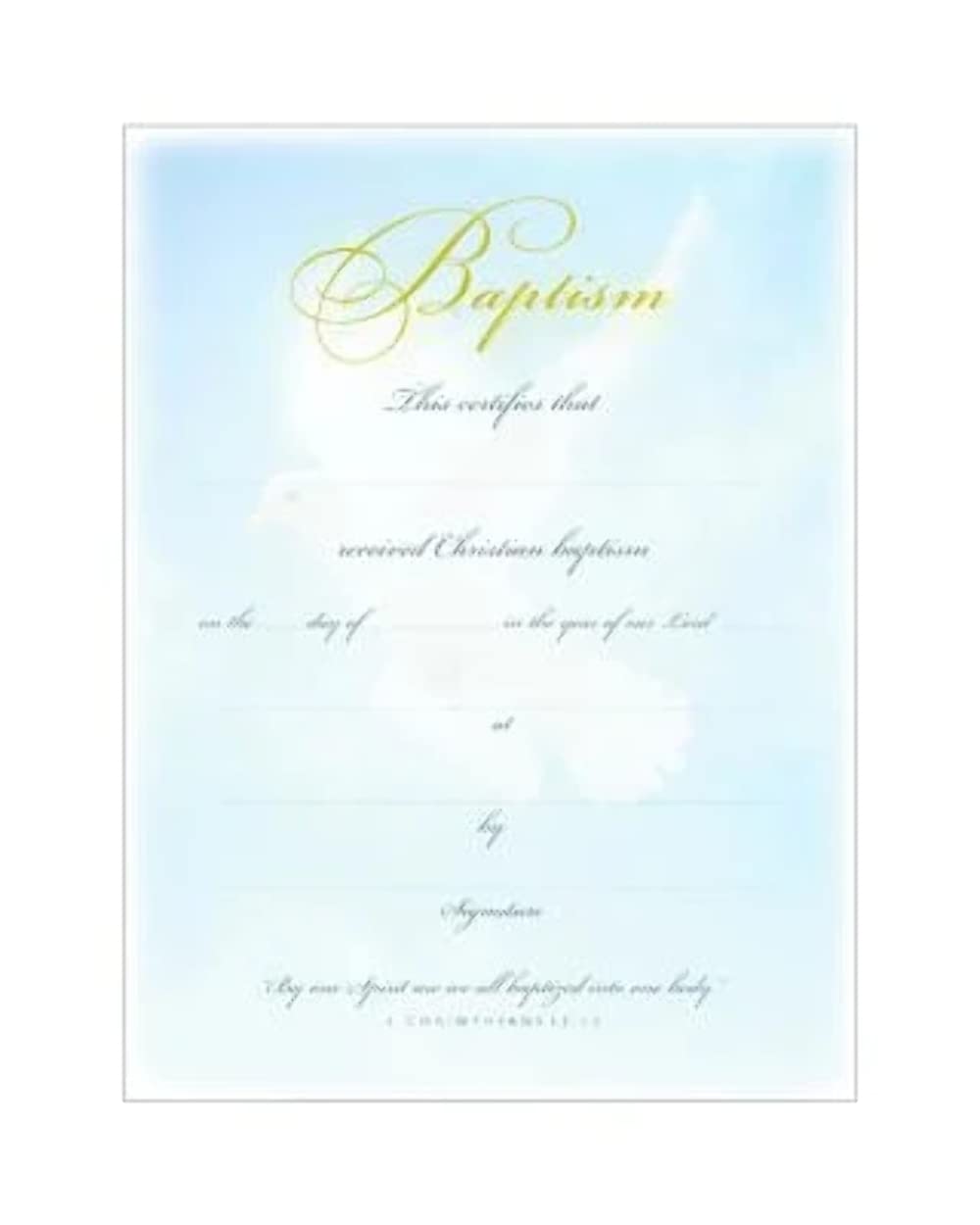 Warner Press Baptism Certificates - Dove & Blue Premium Stock - Gold Foil Embossed - Pack of 6 with envelopes