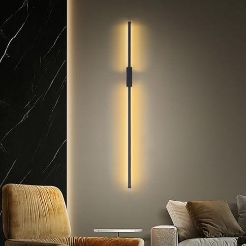 Apliques de pared interior LED negro de líneas largas para luz de pasillos 6