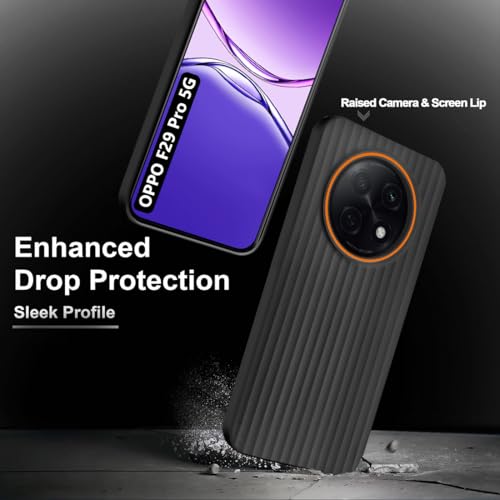 Image of Fashionury Ring Line Beam Design Back Case for Oppo F29 Pro 5G | Ring Line Camera Protection | Vertical Beam Bump Protection | Rubberised Back Case for Oppo F29 Pro 5G (Black)