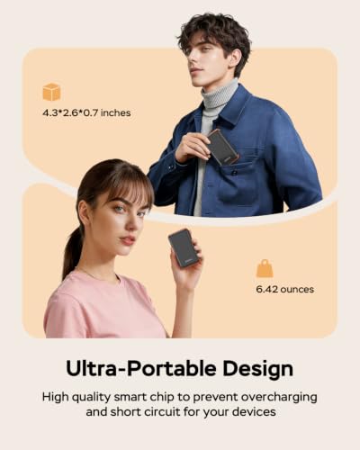 Image of GOODaaa Portable Charger, 10000mAh Power Bank Built in Cables, 3 Outputs 1 Inputs for All Mobile Devices Slim Charging Bank, Small Thin Phone Charger, Airline Approved Travel Slim Compact Battery Pack