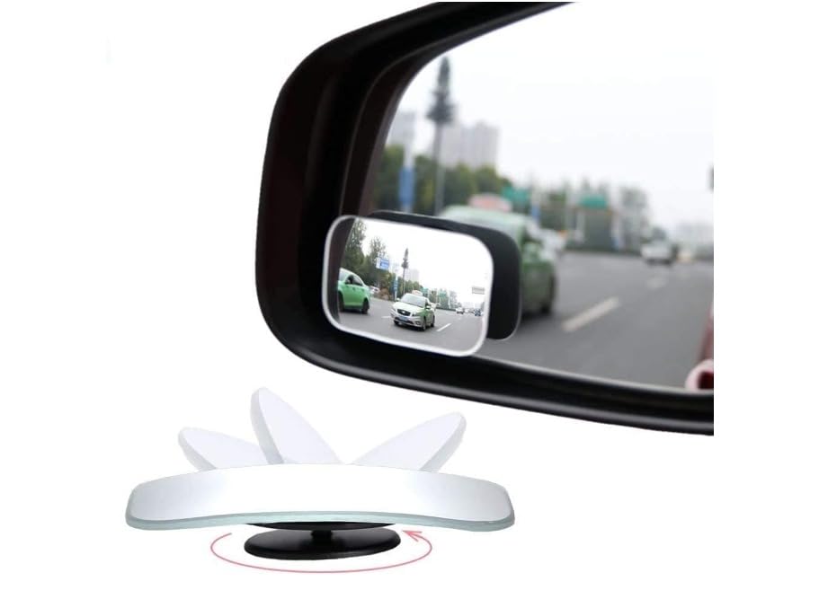 Image of Oizeir 2PCS Car Blind Spot Mirror, Adjustable Wide Angle Side Mirror with Rain Visor Guard, Carbon Fiber Rear View Blind Spot Mirror Reflective Protection Shield, Car Accessories