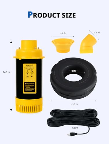 Image of Pond Fountain Aerator Pump with Timer, 50ft Power Cord, 2 Spray Patterns, Energy-Efficient Water Circulation for Ponds & Lakes, Easy Installation