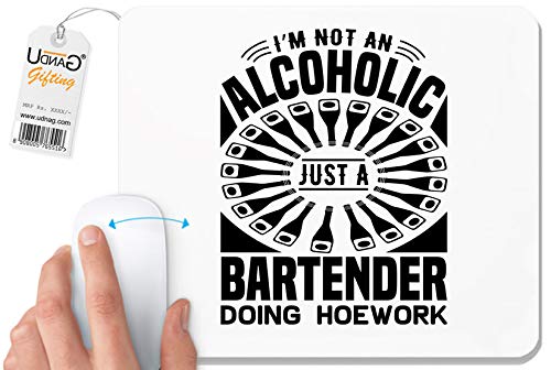 Image of UDNAG White Mousepad 'Bartender | I'm not an' for Computer /PC /Laptop [230 x 200 x 5mm]