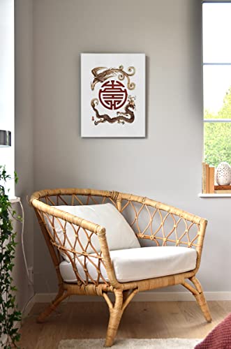 Asian Traditional Chinese Phoenix And Dragon Double Happiness Canvas Wall Art Prints Artwork Signs Framed For Chinese Home Bedroom Living Room Office Porch Decor, 11X14 Inch,Wedding Gift(737) #TOP2