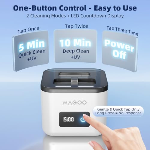 Image of Ultrasonic Retainer Cleaner Machine 45kHz 200ML Dual Modes | Denture Cleaner for Aligners Night Guards Braces Mouth Guards Toothbrush Heads,All-in-One Dental & Jewelry Cleaner