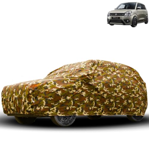 Image of Water Proof Car Body Cover Compatible for Wagon R 2019 | Dust Proof, Heat Resistant | Ultra Surface Body Protection - (Military Jungle Print)