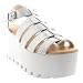 Womens Platform Pumps Hologram Strappy Buckle Gladiator Wedge Sandals