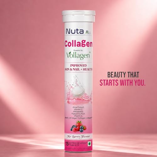 Image of Collagen Effervescent Tablets | Vegan Collagen (Vollagen), Vitamin C & Hyaluronic Acid | Skin Glow, Hair & Nail Support | Mix Berry | 75 tablets