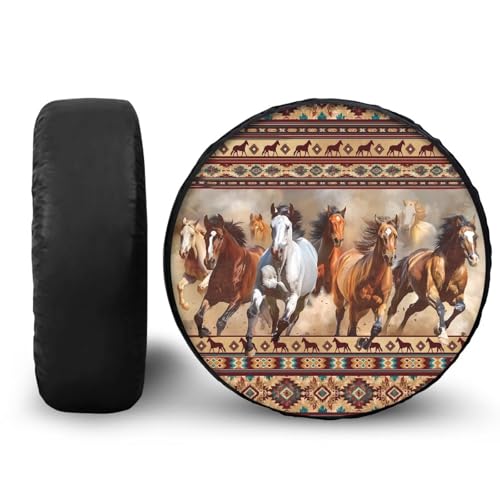 Image of Pensura Aztec Horse Spare Tire Covers Tire Cover, Car Accessories Decorations, Elastic Wheel Covers Universal Wheel Protectors Camper Trailer Rv Travel