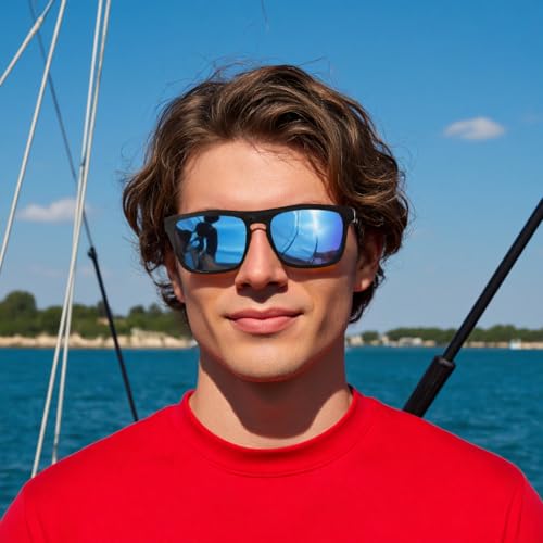 Polarized Sunglasses for Men, Fashion Square Frame, 3 Pack3