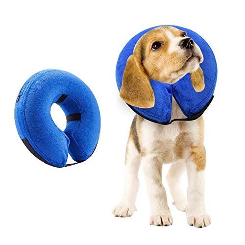 VST Comfortable Protective Inflatable Cone Collar for Small Medium Large Dogs Cats,Adjustable Soft Pet Recovery Cloud E-Collar Prevent Pets from Touching Biting Scratching at Injuries Wounds-Medium