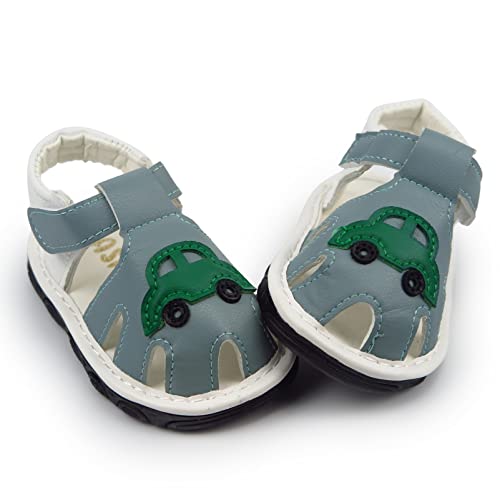 Image of WILLFUN Baby Boy Girl Summer Infant Squeaky Sandals Premium Rubber Sole Closed-Toe Non-Slip Shoes Toddler First Walkers