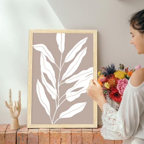 Image of ArtX Paper Boho Paintings with Frame for Home Decor Wall Art, Wall Painting for Living Room, Multicolor, Natural Wood Color Frames, 12.0x18.0 inch, Set of 3