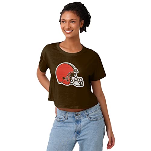 FOCO Men's NFL Team Ladies Fashion Crop Top Shirt, Solid Big Logo, Medium