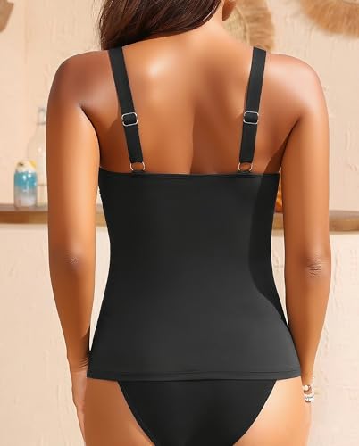 Yonique Women's Tankini Top Only Button Tummy Control Swim Tank Top Modest Bathing Suit Top No Bottom2